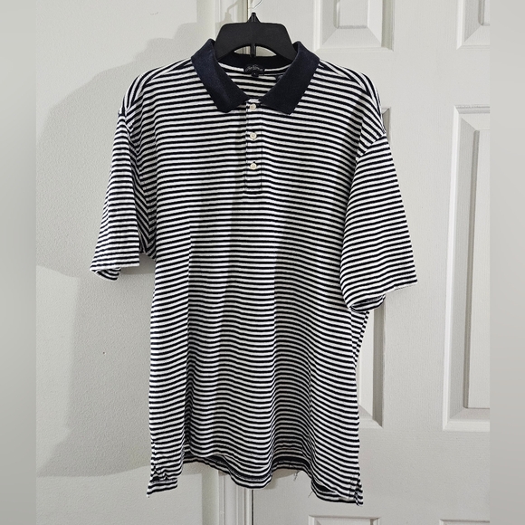 Jack Sticklous Men’s Striped Polo – Navy & White L - Picture 1 of 3
